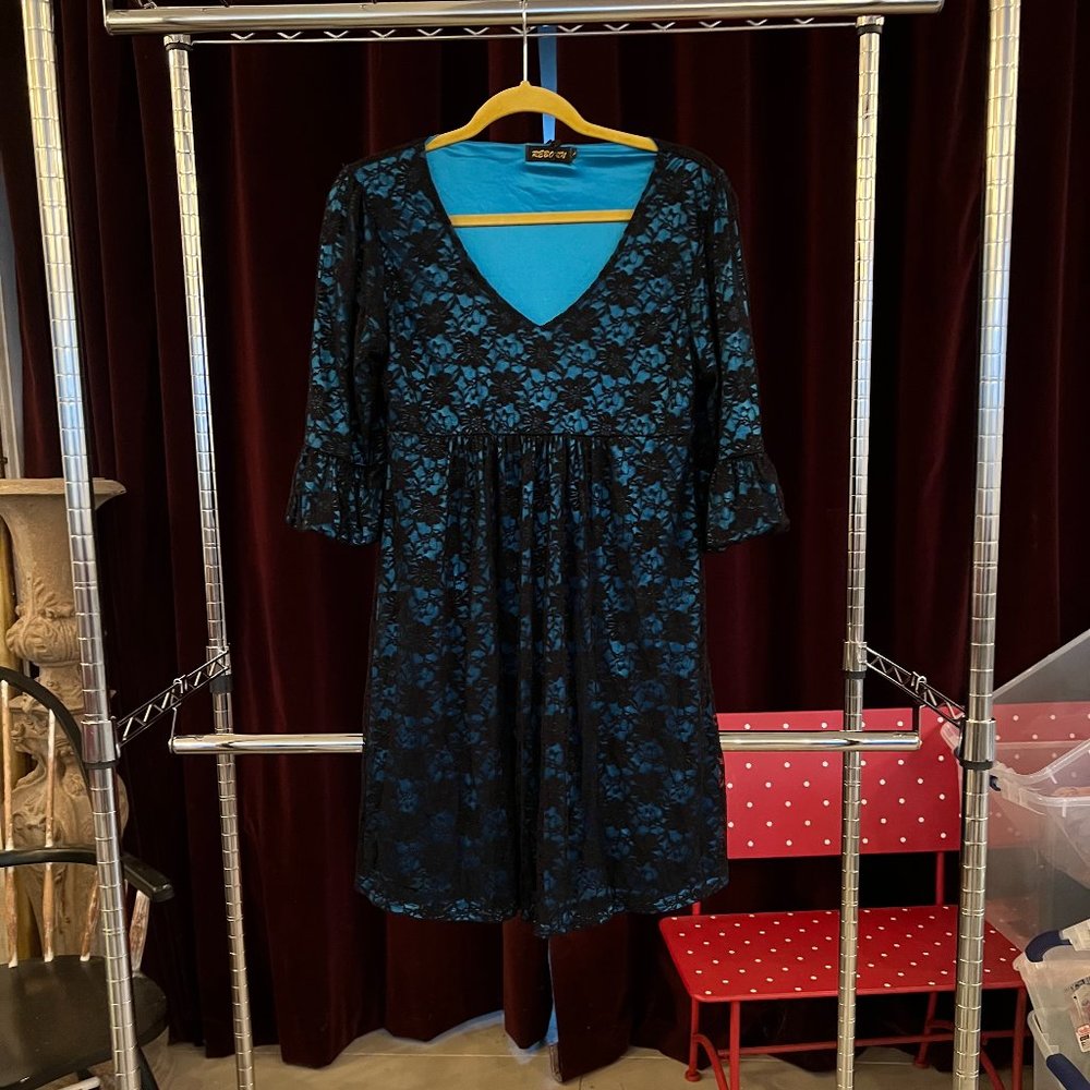 Blue Lacy Mid Dress